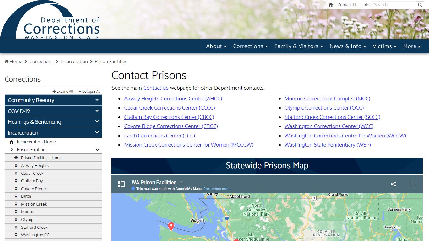 Contact Prisons | Washington State Department of Corrections